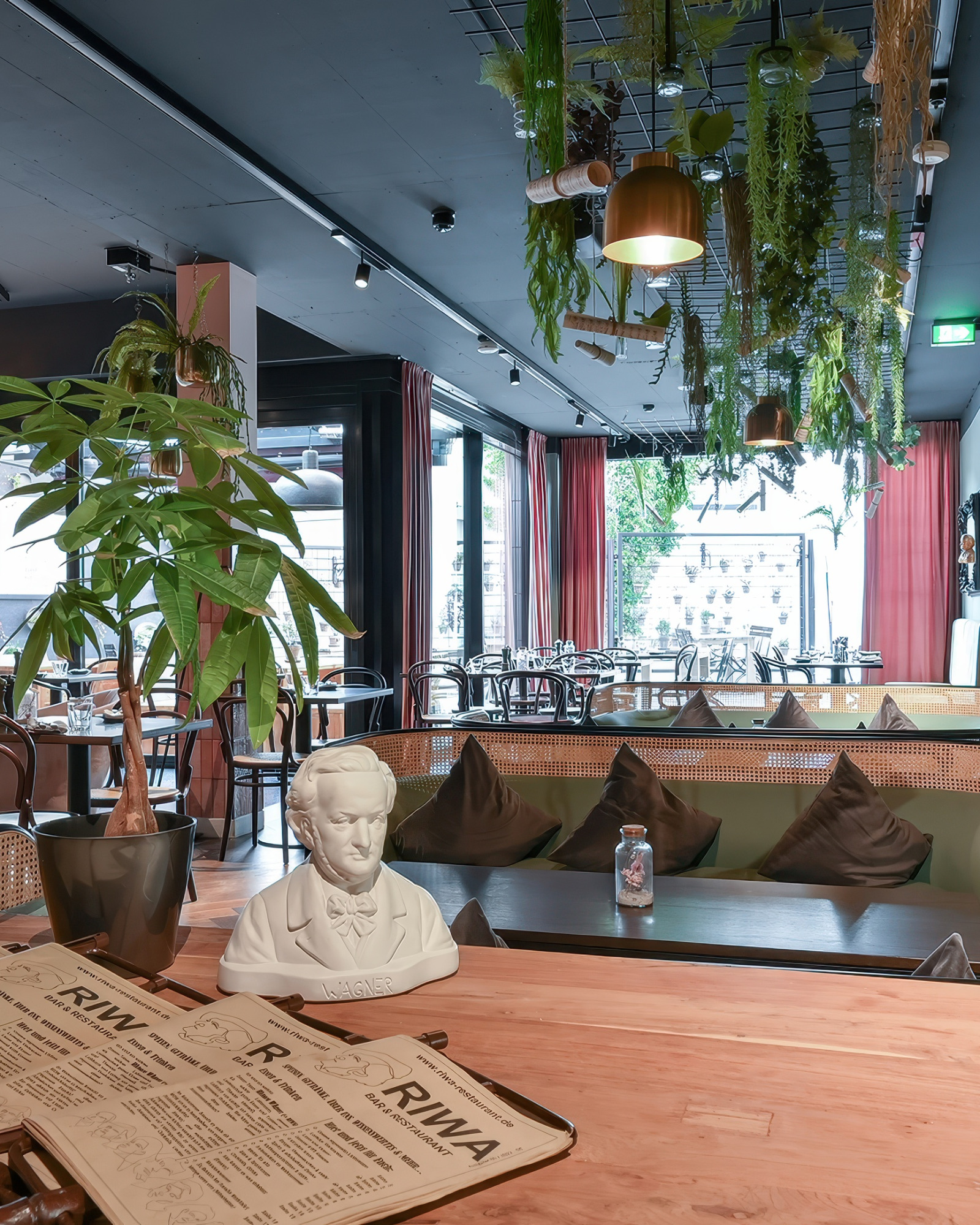 The welcoming interior of RIWA Restaurant in Füssen